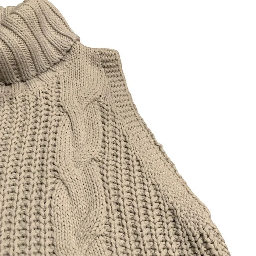 Kendall & Kylie Women’s Cableknit Sleeveless Turtleneck Sweater Small